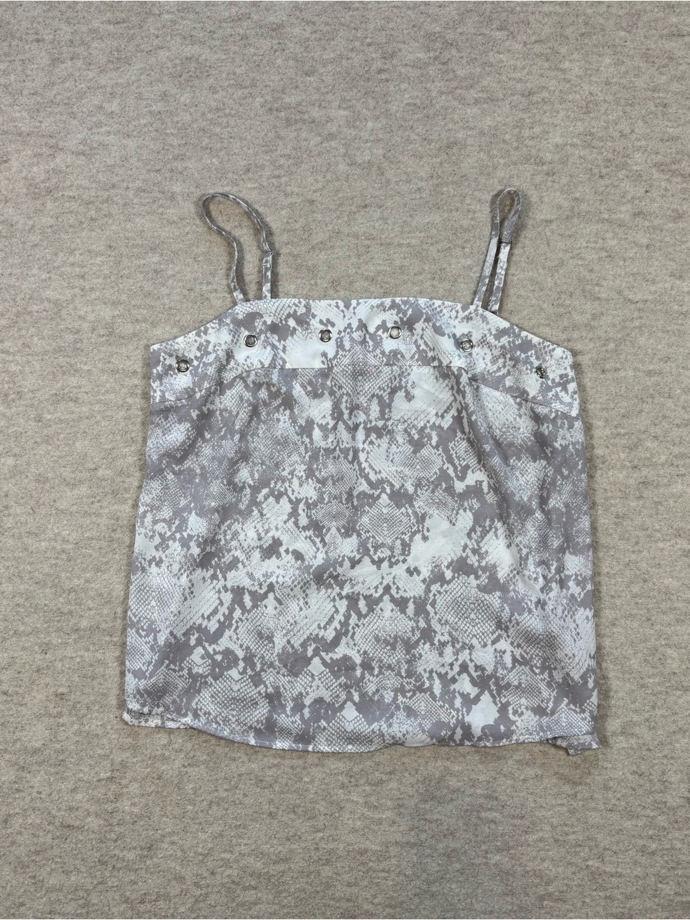 Jennifer Lopez Gray Snake-Print Satin Cami